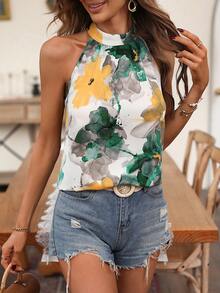 Breezaya Của phụ nữ Mô hình hoa Đúng mốt Halterneck Áo sơ mi - Nhiều màu - Xem 6