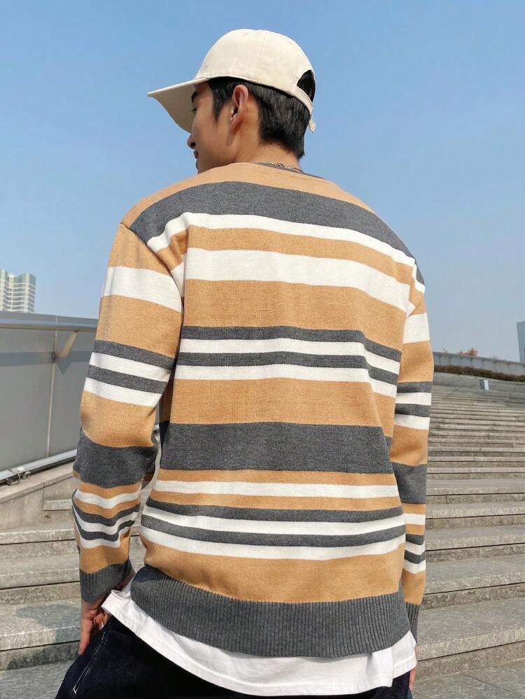 Men's Striped Drop-shoulder Sweater