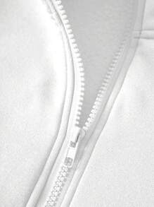 SHEIN EZwear 女裝大尺碼字母印花半拉鍊運動衫,開領設計 - 白色 - 查看 6