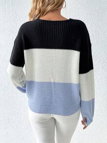 SHEIN LUNE 女童落肩撞色毛衣套頭衫 - 彩色 - 查看 2