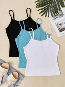 SHEIN LUNE 3 件女式吊帶背心 - 彩色 - 查看 1