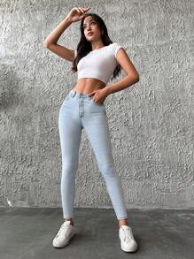 RueChic Quần Jeans Skinny Khóa Kéo Chắc Chắn - Rửa nhẹ - Xem 4