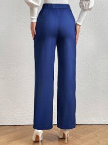 SHEIN Privé Pantalones Acampanados De Mujer Con Botones Delanteros - Azul - Ver 7