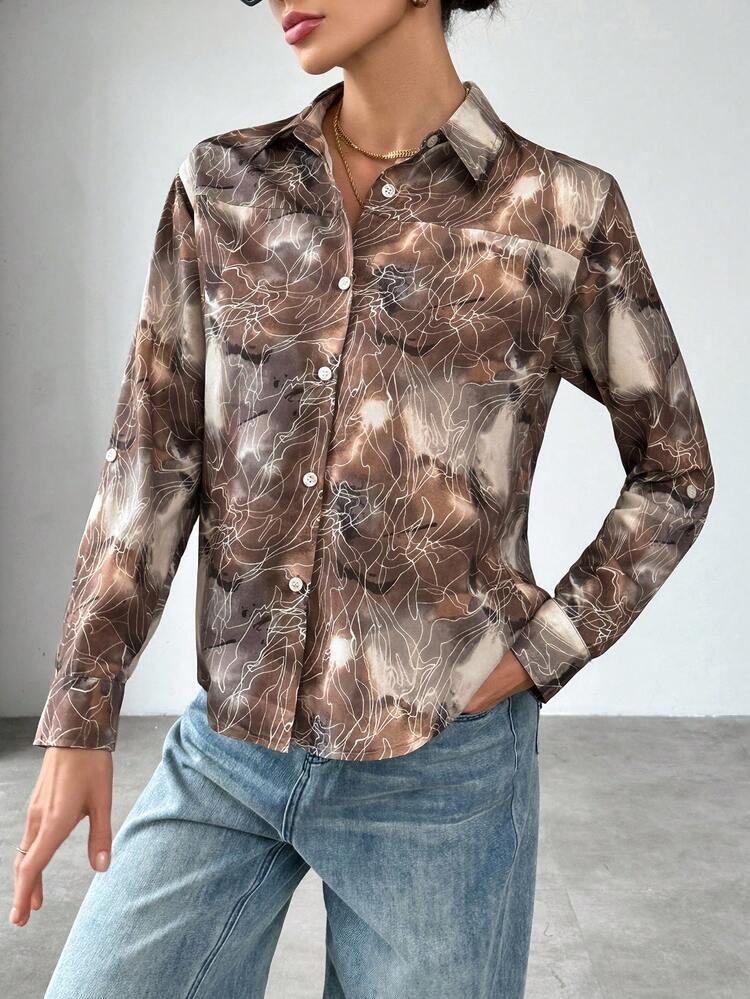 Women's Tie-dye Striped Pattern Casual Fashion Shirt