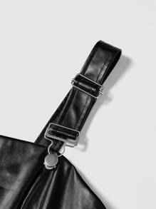 SHEIN MOD 女士假皮革連身裙 - 黑色 - 查看 4