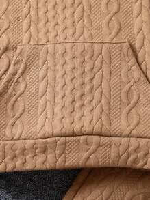 SHEIN Little Girls' Hooded Sweatshirt And Jogger Pants Two Piece Set - Khaki - View 5