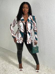 Slaydiva Women's Chain Pattern Blazer - Multicolor - View 3