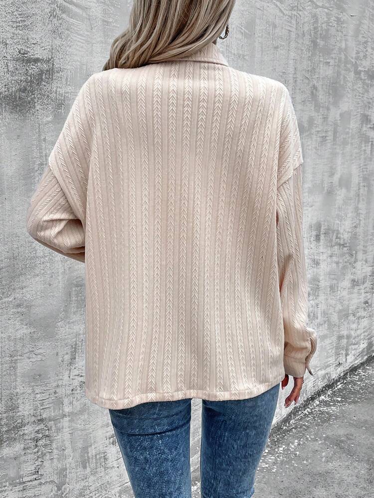 Women's Flip Pocket Button Front Drop Shoulder Shirt