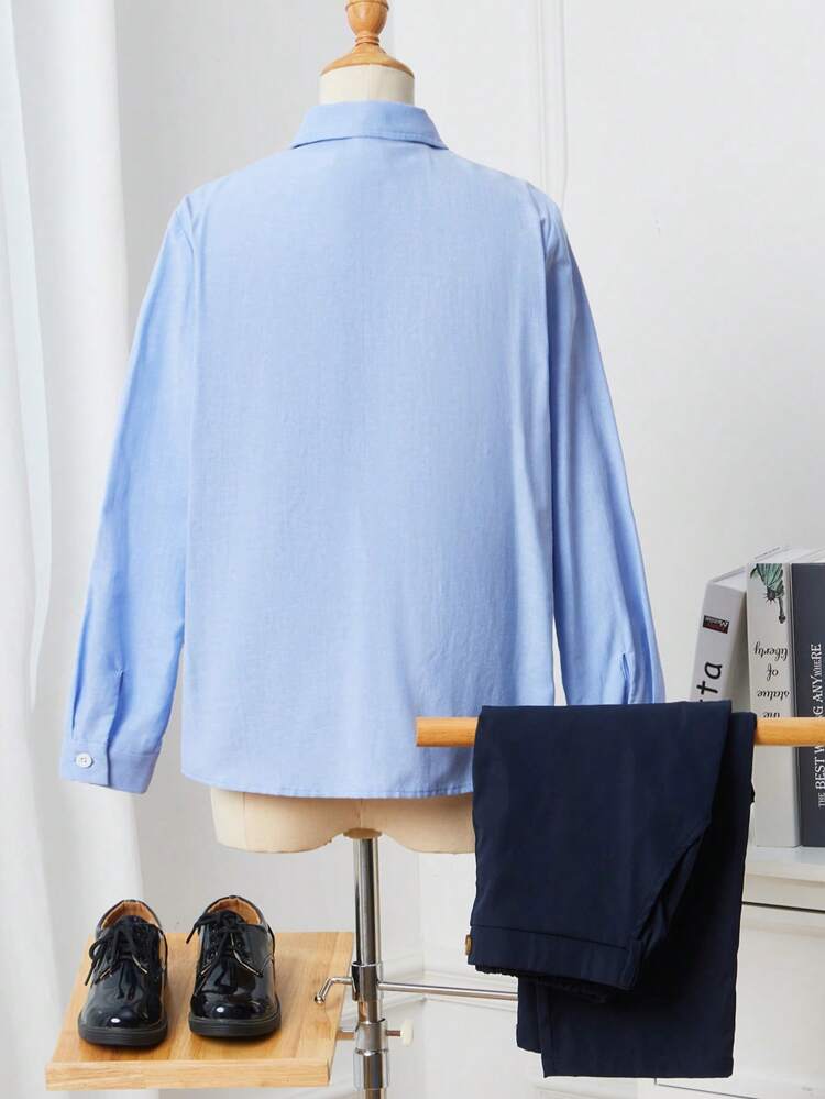 Boys' Elegant 2 In 1 Plaid Shirt And Pants Gentleman Suit, 2pcs/Set