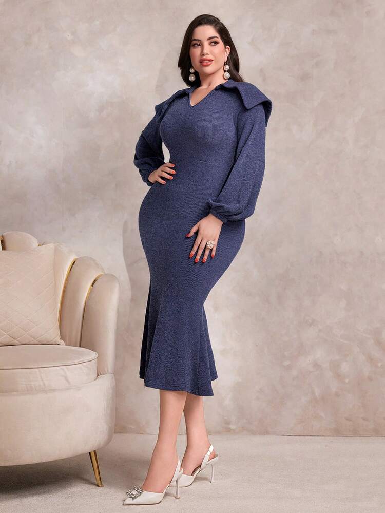 Women's Lantern Sleeve Fishtail Arabian Dress Long Evening Dresses