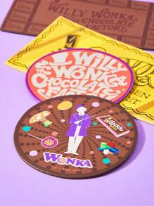 Willy Wonka and the Chocolate Factory X SHEIN 4入組字母和卡通圖案杯墊 - 彩色 - 查看 2