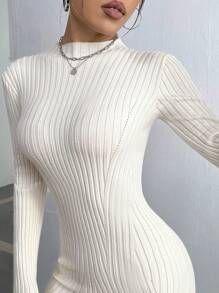 Chiquease 女士純色修身毛衣連衣裙