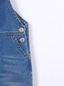 Quần yếm denim rộng rãi thoải mái phong cách đại học cổ điển cho bé trai - Rửa tối - Xem 3