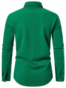 Manfinity Homme Men'S Textured Turn-Down Collar Shacket - Green - View 2