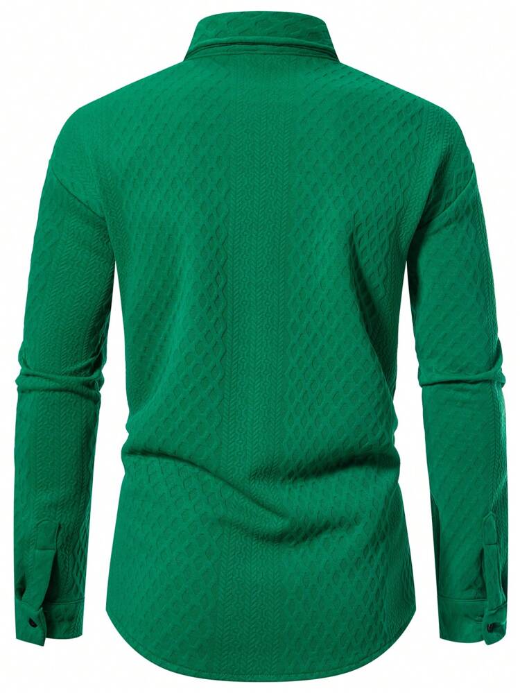 Men'S Textured Turn-Down Collar Shacket