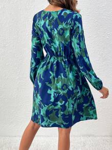 SHEIN LUNE Của phụ nữ In Tay áo lồng đèn Đầm - Nhiều màu - Xem 3