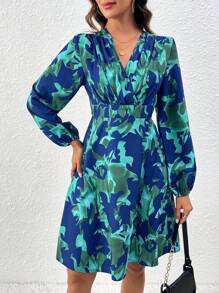 SHEIN LUNE Của phụ nữ In Tay áo lồng đèn Đầm - Nhiều màu - Xem 1