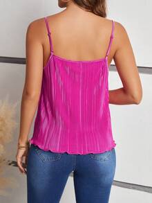SHEIN Frenchy Xếp li Cạnh rau diếp Cami ngọn - Màu Hồng Tươi - Xem 2