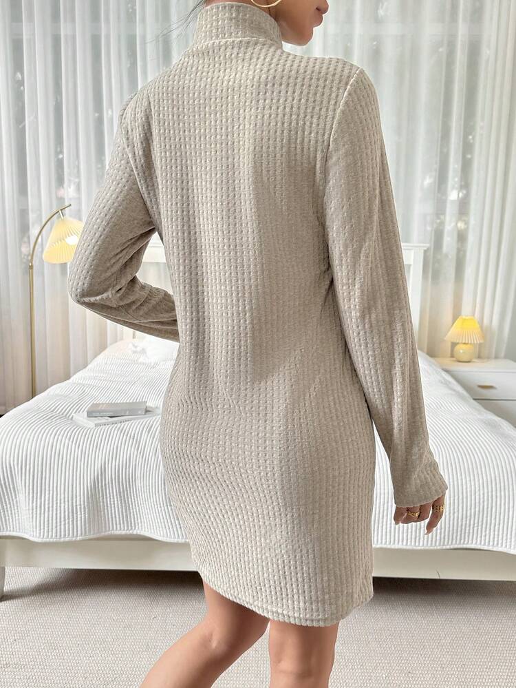 Women's Half High Collar Knitted Jacquard Dress