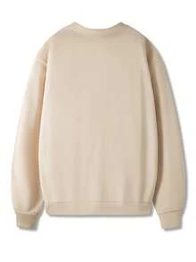 Manfinity Homme 男式加大码保暖内衬运动衫，印有标语和卡通人物图案 - 卡其色 - 查看 2