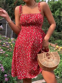 SHEIN Maternity Ditsy Floral Tie Shoulder Cami Dress