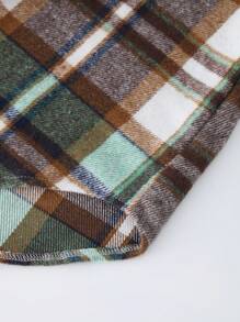 EMERY ROSE Plus Size Women's Plaid Drop Shoulder Jacket - Green - View 8