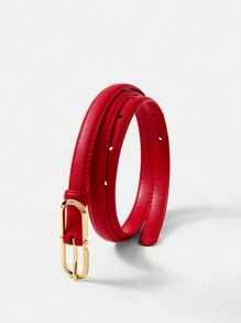 MOTF PREMIUM SLIM GOLDTONE BUCKLE BELT ELEGANT,SCHOOL - Red - View 1