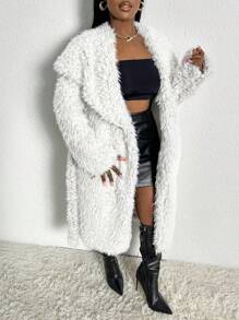 Slaydiva Của phụ nữ Sang trọng áo Với Lớn Cổ bẻ Và Mở Mặt trước Thiết kế - trắng - Xem 6