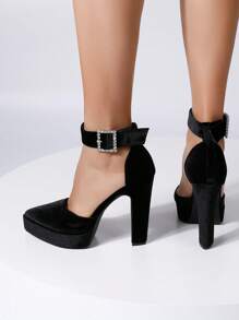 Giày cao gót mũi nhọn đế rỗng, gót dày dành cho nữ - màu đen - Xem 6