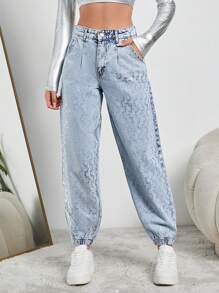 EURMUSE Women's Drawstring Denim Pants - Light Wash - View 1