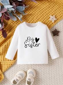 嬰幼兒女裝信封和心形印花t恤 - 白色 - 查看 1