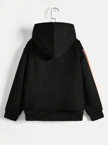 SHEIN 3pcs/set Tween Boys' Casual Hooded Letter Print Sweater Top, Pants And Vest Outfit