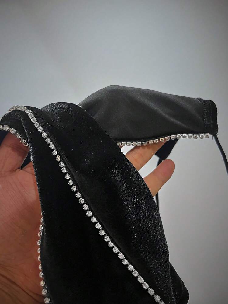 Backless Strappy Camisole Top With Rhinestone Detail