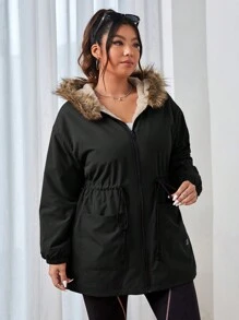 SHEIN EZwear Manteau matelassé pour femmes grandes tailles, pour l'hiver