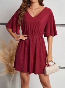 SHEIN Frenchy Vrouwen Effen kleur V-hals Jurken