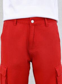 Manfinity EMRG Loose Fit Men's Solid Color Straight Leg Jeans With Flap Pockets
