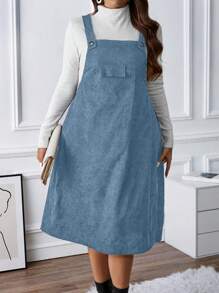 SHEIN LUNE Plus Size Women's Overall Dress - Blue - View 5