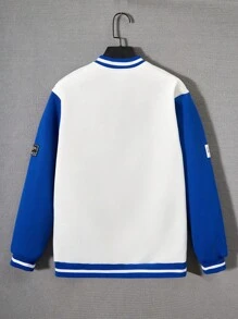 男童防風保暖長袖拼色夾克 - 藍色 - 查看 2