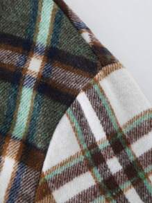 EMERY ROSE Plus Size Women's Plaid Drop Shoulder Jacket - Green - View 4