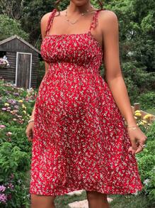 SHEIN Maternity Ditsy Floral Tie Shoulder Cami Dress
