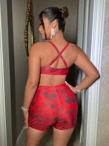 Swim EVENT Conjunto de bikini de talla grande con estampado, para playa de verano - Burdeos - Ver 2