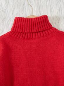 SHEIN Cô gái Tween Đúng mốt Và Đơn giản Áo chui đầu Áo len - Đỏ - Xem 7