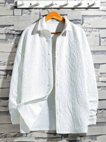 SHEIN Teen Boys' Casual Comfortable Long Sleeve Shirt With Letter Embossment - White - View 2