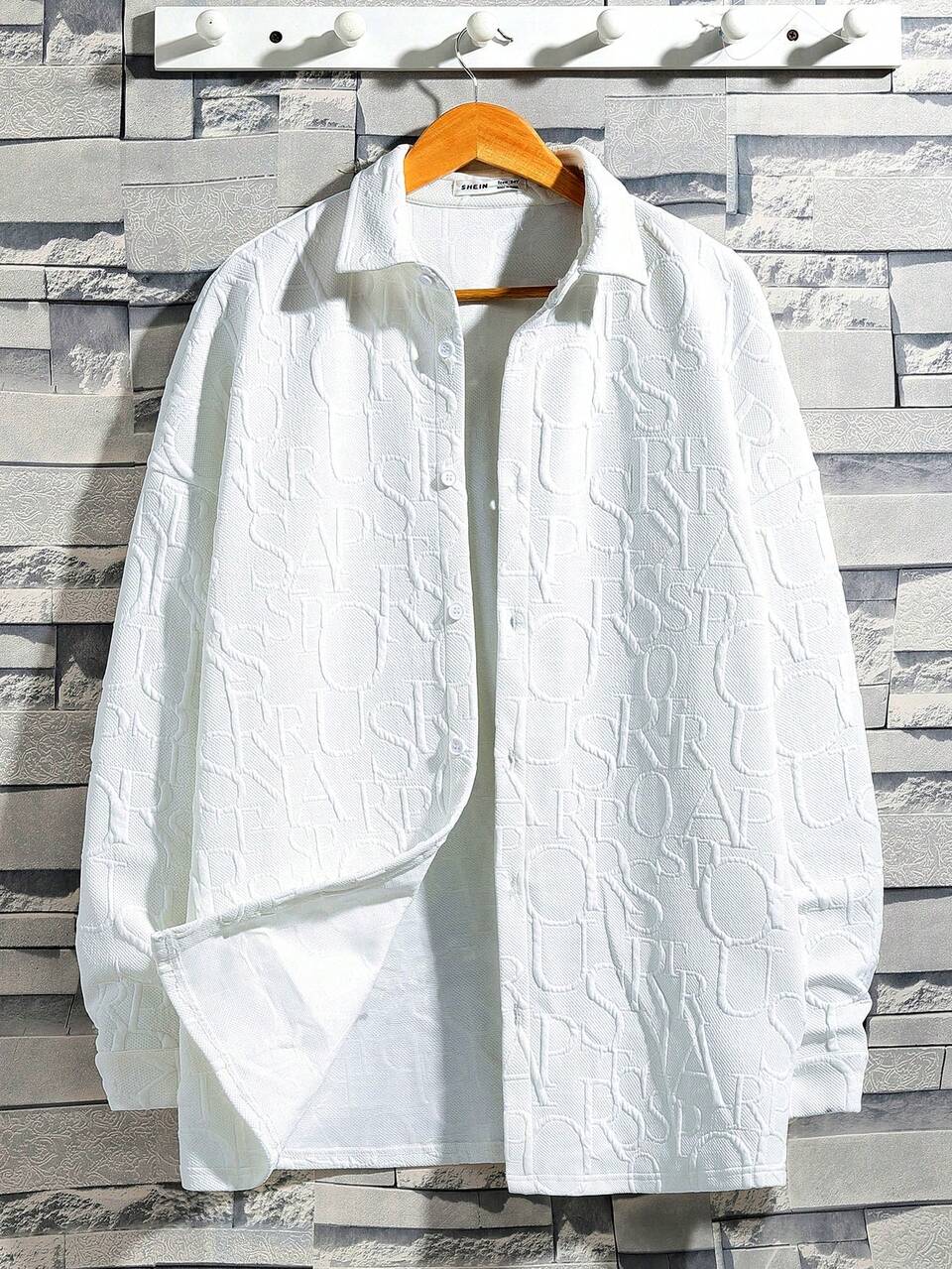 Teen Boys' Casual Comfortable Long Sleeve Shirt With Letter Embossment