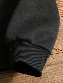 SHEIN EZwear 女裝字母印花毛絨衛衣,大尺碼 - 黑色 - 查看 5