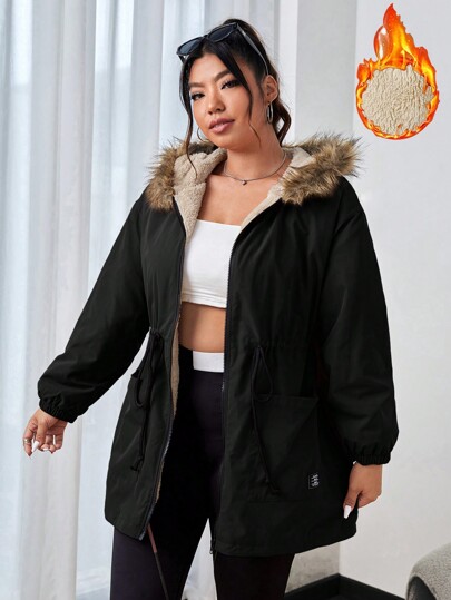 SHEIN EZwear Plus Size Women's Padded Coat, For Winter