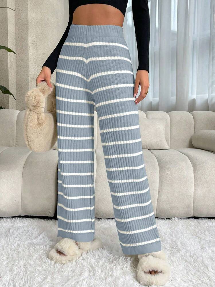 Casual Striped Sweater Pants