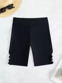 Swim SPRTY Women's Crossed & Split Bikini Bottom Carnival,Summer Beach - Black - View 6