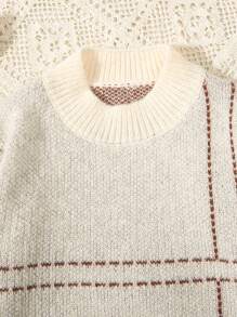 時尚男童休閒條紋套頭毛衣 - 杏色 - 查看 7