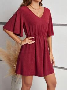 SHEIN Frenchy Vrouwen Effen kleur V-hals Jurken